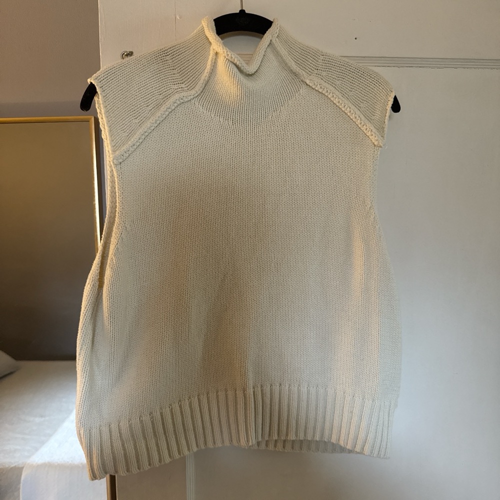 Zara Cream Sweater Vest, Sz L